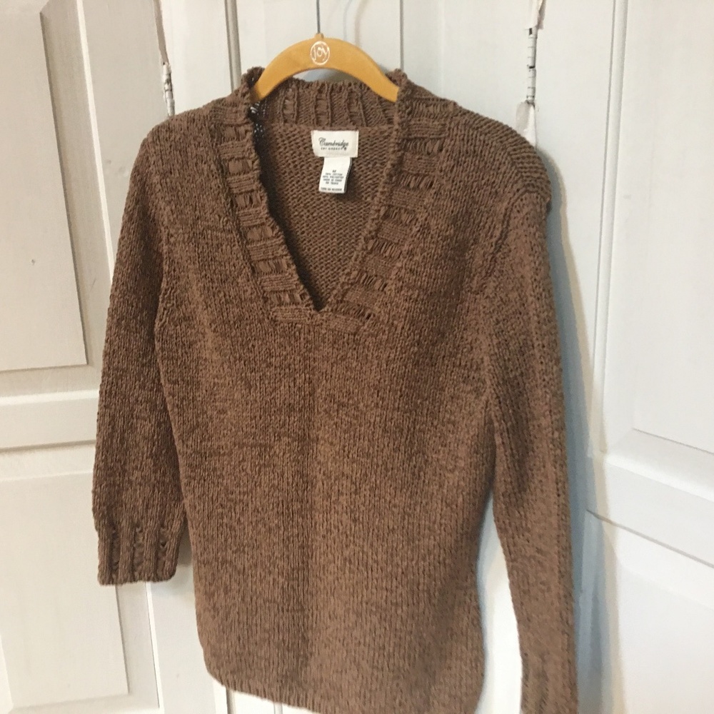 Cambridge Dry Goods Brown V-Neck Sweater - Picture 7 of 15